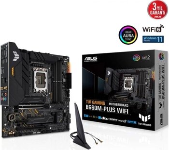 Asus Tuf Gamıng B660M-Plus Wıfı Ddr5 Hdmı-Dp M2 Nvme Pcıe 16X V5.0 1700P Matx