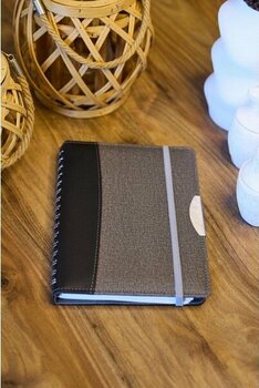 Locko Kişiye Özel Gri 2026 Günlük Ajanda Vegan Deri Gizli Spiralli Kurumsal Hediyelik