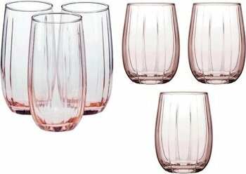 Paşabahçe 12 Li Linka Su Bardak - Su Meşrubat Bardağı 2 Boy Pembe