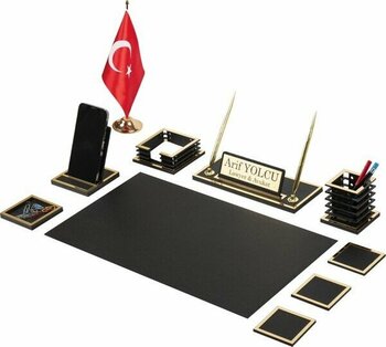 Makro Ofis Nova Sümen Takımı 10 Parça Siyah Full Set - Gold