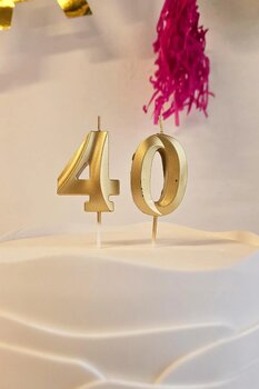 PEKSHOP 40 Yaş Gold Mum Rakam Pasta Mumu Yaş Mum Gold Renk