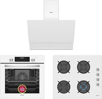 Simfer 9 Fonksiyon Qs Dijital Beyaz Ankastre Set (8209 Fırın + 3507 Ocak + 8704 Davlumbaz)