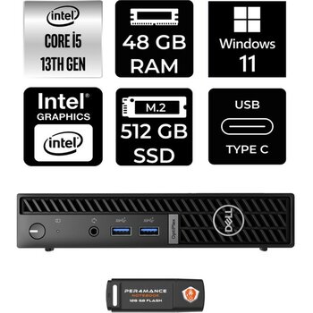 Dell Optiplex 7010MFF i5 13500T Mini PC 48GB RAM 512GB SSD Win11 Home + Per4 USB N002O7010MFFP392