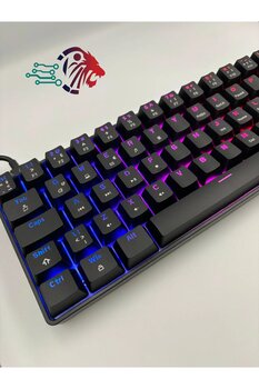 silabor T60 Siyah Renk Mavi Switch RGB Mekanik Kablolu Driverli Oyuncu Klavyesi T60 Mini Türkçe Q Klavye