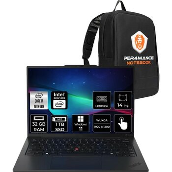 Lenovo Thinkpad X1 Carbon Gen 12 Core Ultra 7 155U Notebook 32GB RAM 1TB SSD 14" Win11 Pro + Per4 Çanta 21KC006BTXP313 - 1 TB - 32 GB