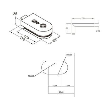Thoor Round Cam Kapı Kilidi Kısa 120 Mm