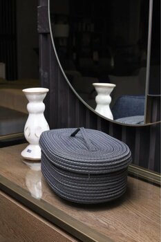 JÜTEX HOME Jüt Hasır Sepet Oval Kapaklı Organizer 30x20x10