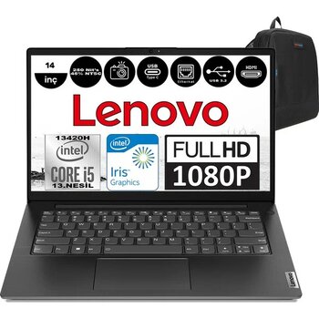 Lenovo V14 Gen4 Iru Intel Core I5 13420H 12GB 256GB SSD Windows 11 Pro 14 Inç Fullhd Taşınabilir Bilgisayar 83A00064TRP06 + Zetta Çanta - 256 GB