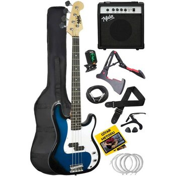 Braventa Collection Midex CBG-460BL 46 Inç 4/4 Yetişkin Amfili Bas Gitar Seti Blue - Çok Renkli