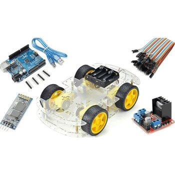 Arduino Bluetooth Robot Araba Kiti - 4WD Full Set - 1 Adet - Şeffaf