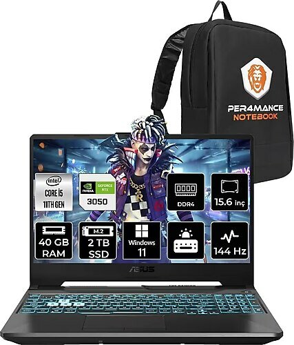 Asus TUF Gaming F15 HN011 15.6 inç Intel Core i5 11400H 40 GB 2 TB SSD NVIDIA RTX 3050 Windows 11 Professional