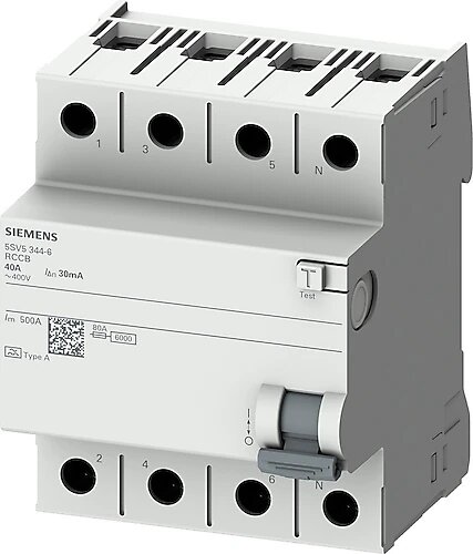 Siemens 5SV5344-6 4x40 A 400 V 30 mA A Tipi Kaçak Akım Rölesi