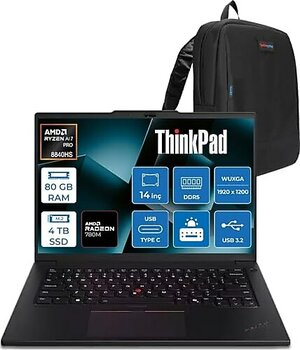 Lenovo Thinkpad P14S Gen 5 Amd Ryzen 7 Pro 8840HS 5.1GHz 80GB Ddr5 4tb SSD Amd Radeon 780M 14" Wuxga IPS 400NITS Windows 11 Home Taşınabilir Bilgisayar 21MFS2MQ00H24 + Zettaçanta - 4 TB - 80 GB