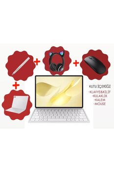 Huawei Matepad 2025 12X 12Gb 256Gb 12inch Tablet-Beyaz+Kendinden standlı kılıf+kalem+kulaklık+mouse