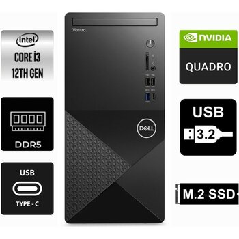 Dell Vostro 3030MT I3-12100 N6001VDT3030MT-0225 24GB 512GB Quadro T400 4gb Windows 11 Pro Masaüstü Bilgisayar