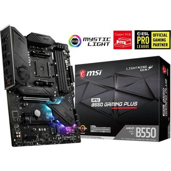 1001 B550 Gaming Plus Am4 Ddr4 Bellek 4400(OC) HDMI Dp M.2 Usb3.2 Rgb Atx, Siyah