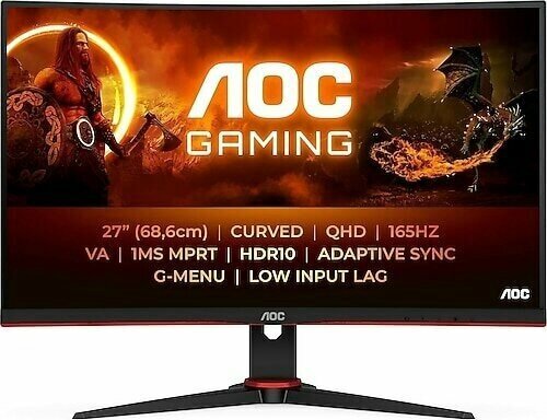 AOC CQ27G2SE/BK 27" 1 ms 2K Curved 165 Hz Oyuncu Monitörü