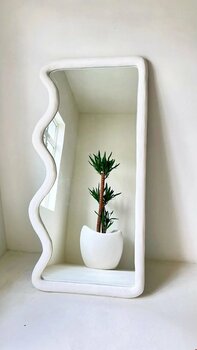 Lunalore Modern Dekoratif Beton Görünümlü Ayaklı Duvar Boy Aynası – 160x70 cm