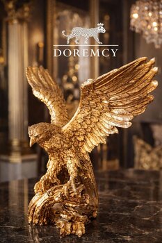 Doremcy Büyük Kartal Biblo Polyester Dekoratif Ev ve Ofis Objesi Altın Renk Heykel