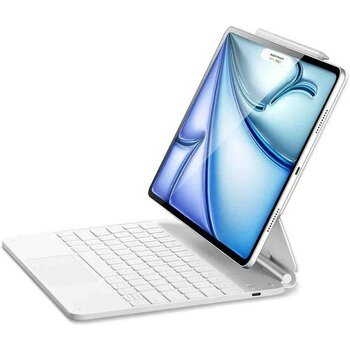 Apple Ipad Pro 12.9" 2021.2022 5. 6. Nesil Uyumlu M1,m2 Magic Keyboard Touchpad Işıklı Klavyeli Kılıf - Beyaz
