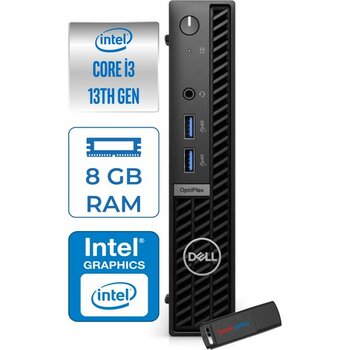 Dell Optiplex 7010MFF Intel Core I3 13100T Mx 4.20GHZ 8gb 2tb SSD UHD Graphics 730 WIN11HOME Kurumsal Mini Bilgisayar N003O7010TH42 + Zettausb