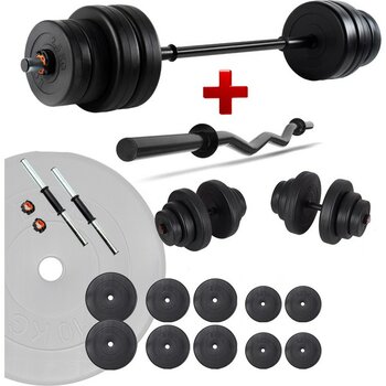 Ecgspor 58 kg Z Bar Halter Seti ve Dambıl Seti Ağırlık Fitness Seti - Siyah