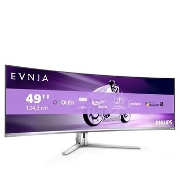 Philips Evnia 49M2c8900am - 49 İnç Dqhd Oled Kavisli Oyun Monitörü, 240 Hertz, 0,03 Ms Gtg, Hdr400, Ambiglow (5120X1440, Hdmı 2.1, Displayport 1.