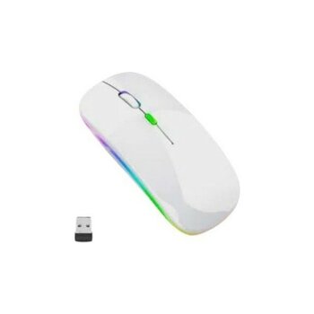 Samsung Galaxy Book4,5,5 Pro Uyumlu Şarjlı Kablosuz Mouse Rgb LED Işıklı Ultra Slim USB - Beyaz