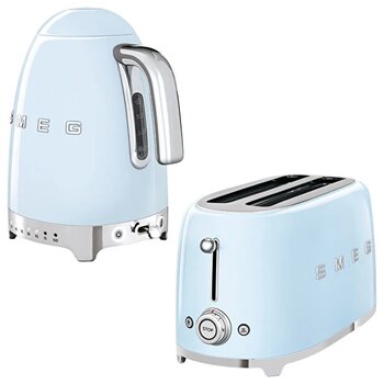 Smeg Tsf02pbeu 2x4 Pastel Mavi Ekmek Kızartma Makinesi ve Klf04pbeu 1.7 L Isı Ayarlı Pastel Mavi Kettle Set