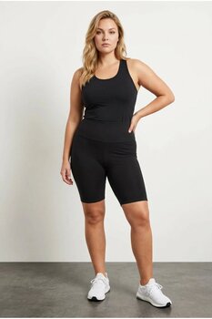 Stil Diva Büyük Beden Dokulu Kısa Kesim Bisiklet Şortu Likralı Şort Viskon 054967 64 Beden