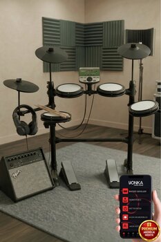 Midex 70W Amfili Profesyonel Dijital Davul Elektronik Bateri Seti (Kulaklık hediye)