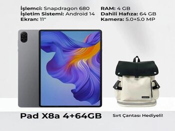 Honor Pad X8a 4gb 64gb Wi-Fi 11 Inç Ips Gri Tablet+Çanta(Ndl-W09)