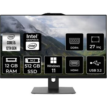 Msı Modern AM272P Intel Core I5 1235U 12GB 512GB SSD 27" Fhd W11P All In One Bilgisayar & Per4 USB Bellek 12M861EUP357