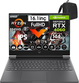 Hp Victus Ryzen 7-8845HS Aı 96GB Ddr5 4tb SSD 8gb/ RTX4060 Freedos 16.1" 144 Hz Fhd IPS VİCTUSA1YU5EA20+ZETTAÇANTA