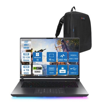 Asus Rog Strix G16 G615jmr-S5049 Intel® Core™ I7 14650hx 32gb 4tb Ssd 8gb/Rtx5060 Gddr7 115w 16 Inç 2,5k (2560 X 1600, Wqxga) 240hz 3ms Windows11pro Gaming Laptop Ws5049p15+Zettaçanta