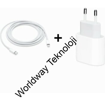 Worldway Iphone 11 Pro Hızlı Şarj Aleti Seti 20W Usbc Adaptör + Kablo - Beyaz