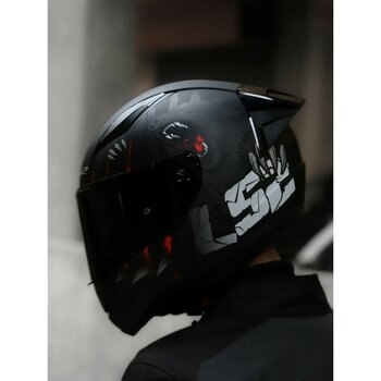 Ls2 Rapıd 2 Clawn Mat Siyah-Gri-Kırmızı Polikarbonat Tam Yüz Kask + Spoiler S Beden