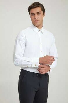 D'S Damat Ds Damat Slim Fit Beyaz Armürlü Smokin Gömlek - L