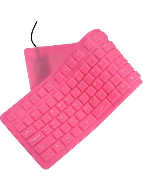 Buyfun 108 Tuş USB Pembe Esnek Katlanabilir Klavye