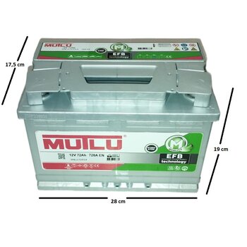 Mutlu Efb Start-stop 12 V 72 Ah 720 A En Akü Evet, Eski Akümü İade Edeceğim