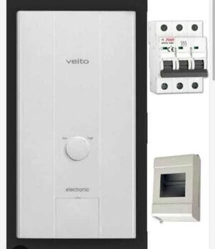 Veito Blue E 380V Elektrikli Şofben Merkezi Sistem 24 Kw Sıgorta Ve Kutusu Dahil Paket