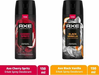 Axe Premium Collection Erkek Sprey Deodorant Cherry Spritz 150 ml + Black Vanilla 150 ml