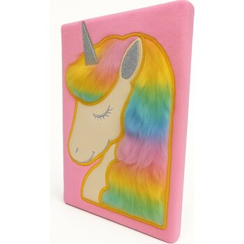 Taros - Unick Color Simli Peluş Unicorn Hatıra Defteri - Pembe