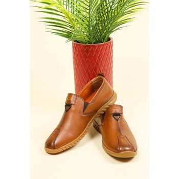 Birikon Hakiki Deri Dikiş Detaylı Lastikli Erkek Ayak - Kahverengi - 41