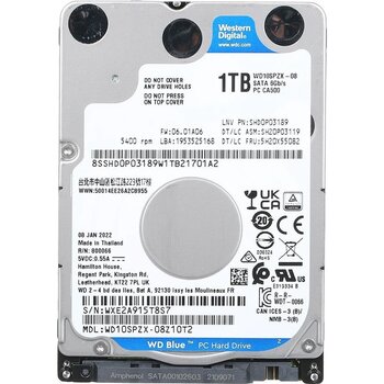 Tenfowee Wd Blue 1tb 2.5" Dizüstü Sabit Disk - 5400 Rpm, 128mb Önbellek, Sata 6gb/s