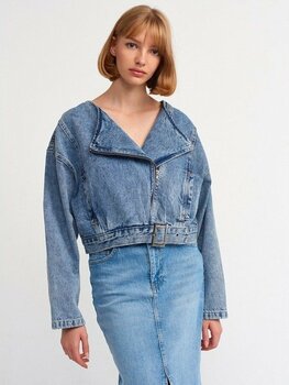 Dilvin Sıfır Yaka Motorcu Mont Mavi 34