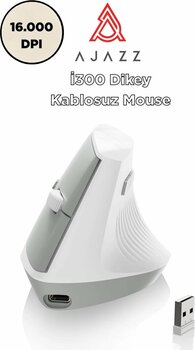 Ajazz i300 Kablosuz Ergonomik Dikey Mouse- 84Gr-Sessiz Tıklama- 57° Açı-16.000 DPI