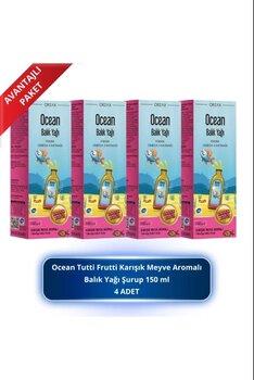 Ocean Tutti Frutti Karışık Meyve Aromalı Balık Yağı Şurup 150 Ml 4 Adet