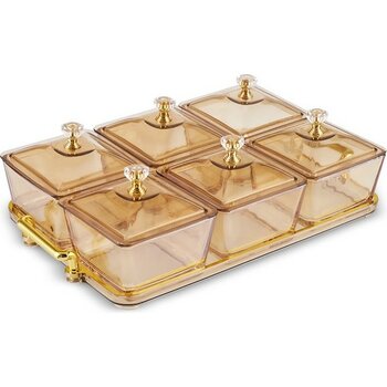 Karaca Laura Cam 6'lı Dekoratif Sunumluk / Kahvaltılık 28X18,5X5,5 cm - Sarı