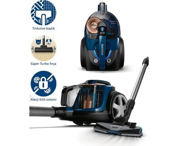 Philips 7000 Serisi Powerpro Max Turbo Başlıklı Torbasız Süpürge, Olağanüstü Çekiş Gücü - Hepa Filtreli Toz Torbasız Elektrikli Süpürge Fc9749+Turbo